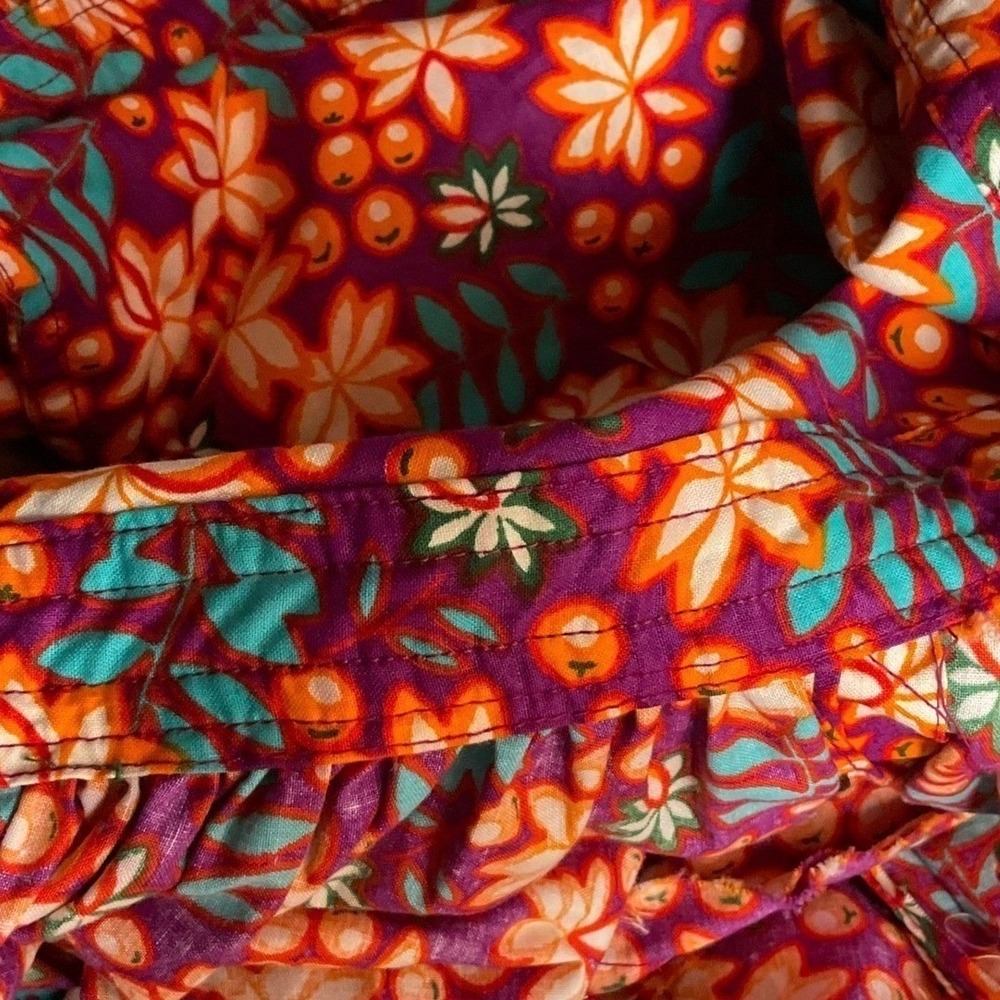 Floral Tropical Halter Midi Dress Open Back Button Front Orange Purple Summer - Picture 8 of 8